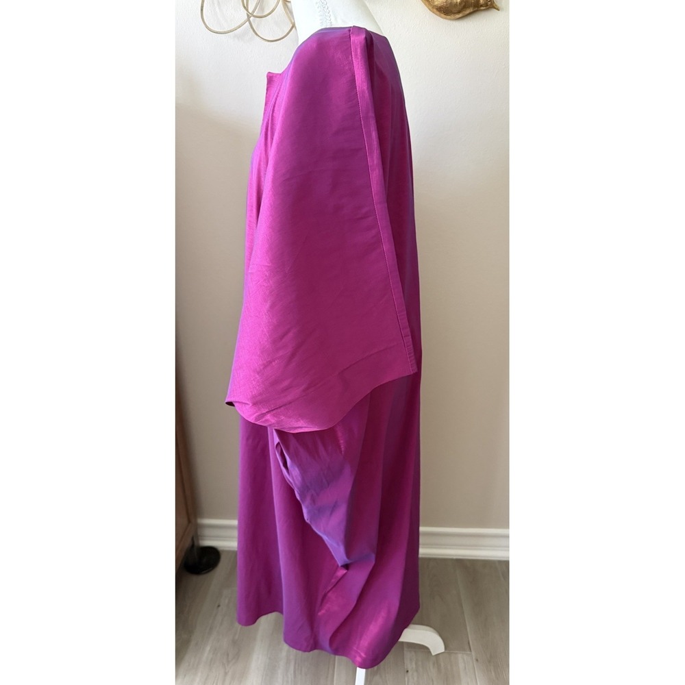 Monaya KIKI Fuchsia Kaftan One Size Fits All Satin Shimmer Maxi Dress - Picture 4 of 9